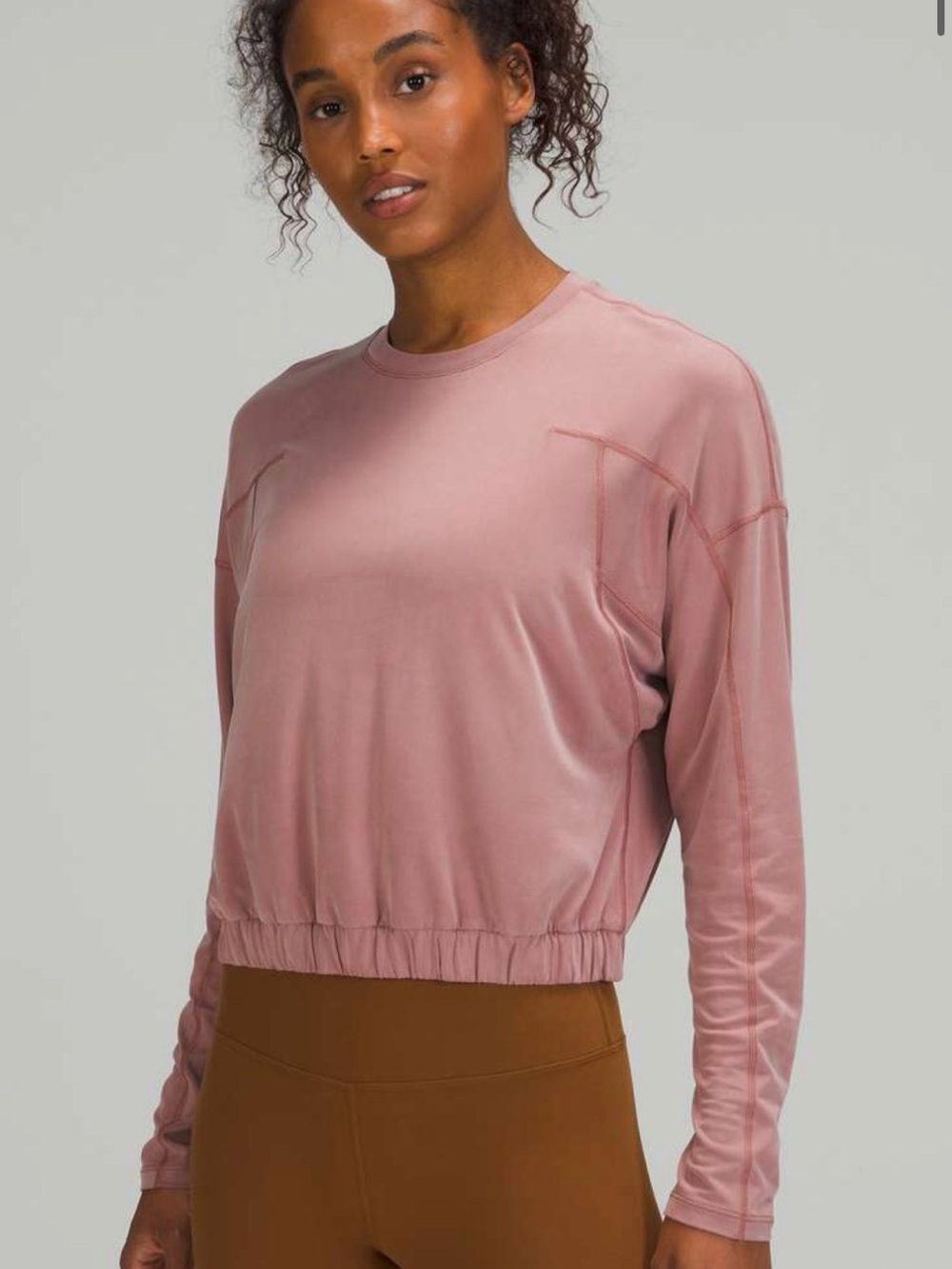 Lululemon Dropped Shoulder Crop Long Sleeve Top Spiced Chai Size Small